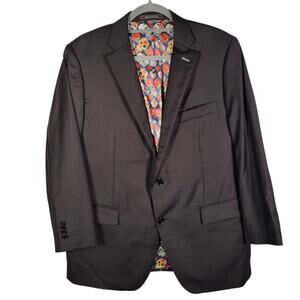 Indochino Black 100% Wool Suit 42R Custom Skull Lining 36x26